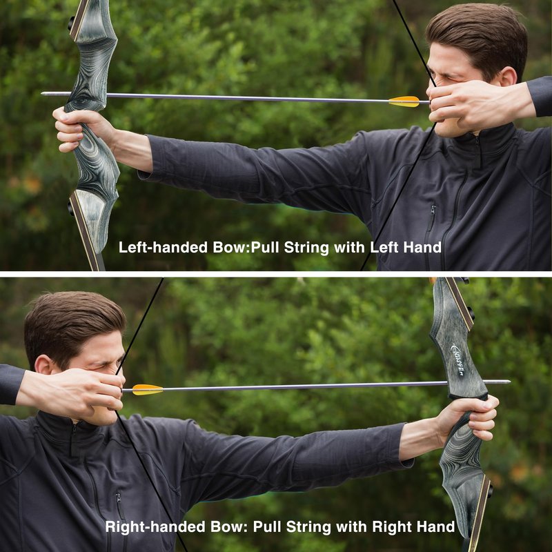 Black Hunter Takedown Recurve Bow, 60" Right Handed with Ergonomic Design for Outdoor Training Practice (60 lb, Right Hand)