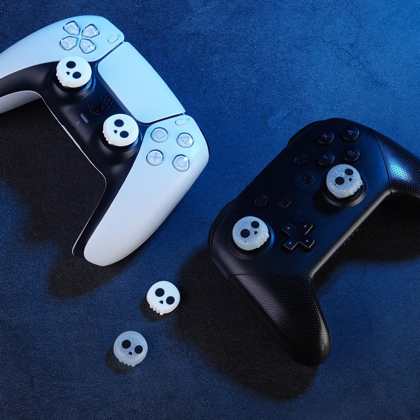 JINGDU Halloween Thumb Grip Caps for PS5/PS4, Switch Pro, Xbox Series X/S - Silicone Joystick Caps Cover, Game Controller Accessories, 4PCS Skull