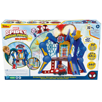 Spidey and His Amazing Friends Web-Spinners Web-Quarters, Kids Playset with Action Figure, Vehicle, and Accessories, Marvel Super Hero Toys, Ages 3 and Up