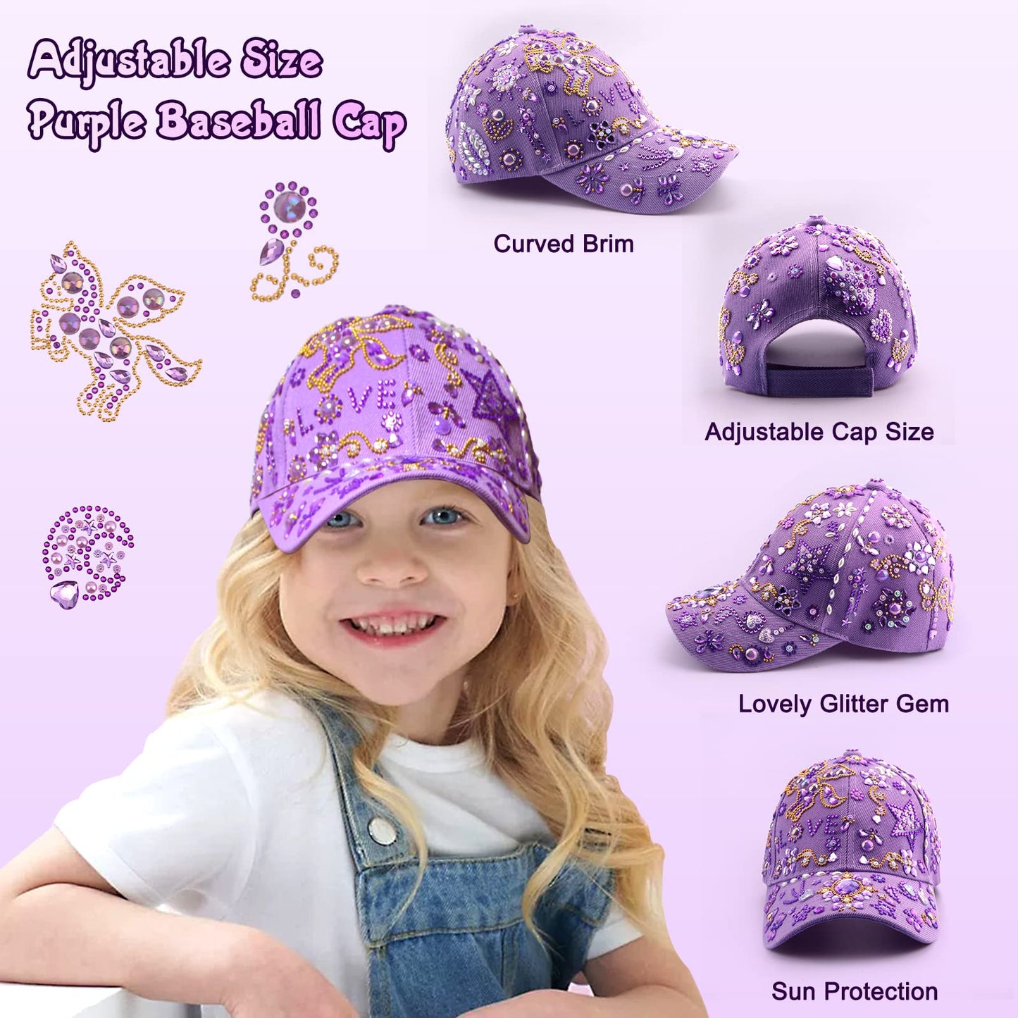 Gifts for Girls Age 4-12, Birthday Gifts Presents for Girls 5 6 7 8 9 10 11 Year Old, Back to School DIY Water Bottle and Baseball Cap Toys for Girl Craft Kit, Decorate Your Own Water Bottle Kids