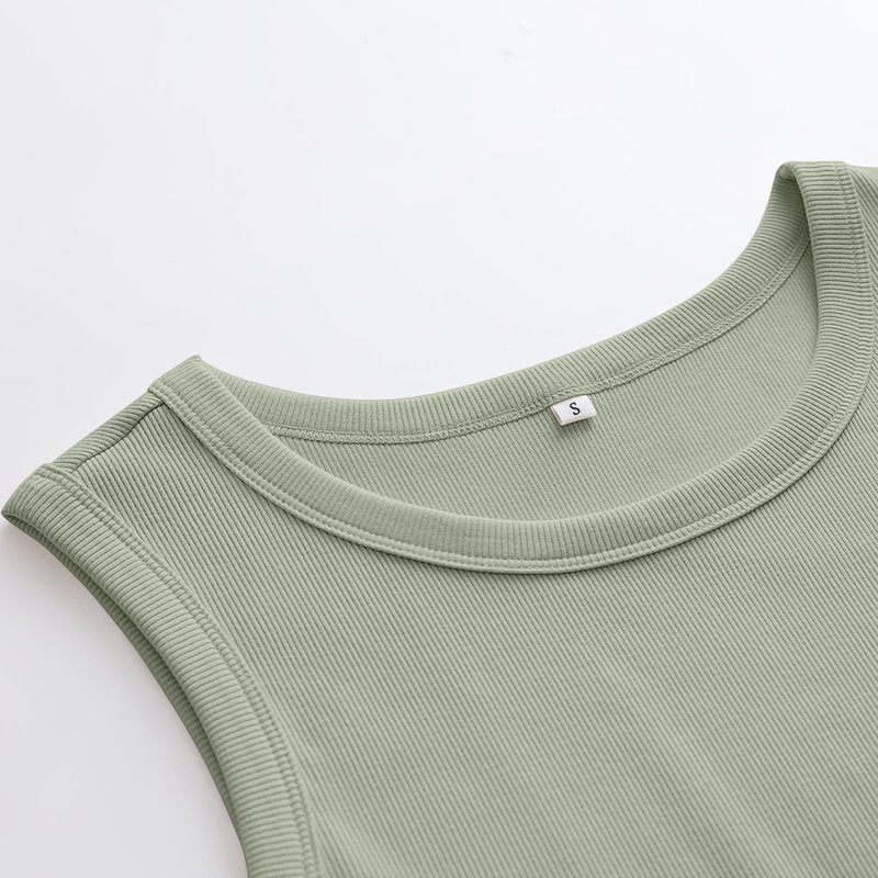 ANRABESS Womens Sleeveless High Neck Tank Tops Fashion Summer Casual Basic Slim Fit Ribbed Racerback Top Shirt Clothes Sage Green XX-Large