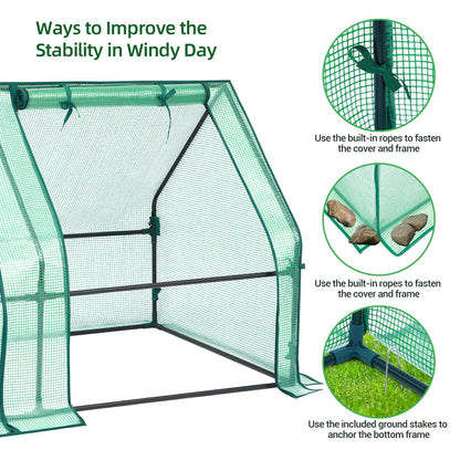 Ohuhu Portable Mini Greenhouse, 71"x36"x36" Greenhouses for Outdoors with Dual Large Zipper Doors & Ground Stakes, Waterproof & UV Protected Plastic Green House for Outside Garden Patio Backyard