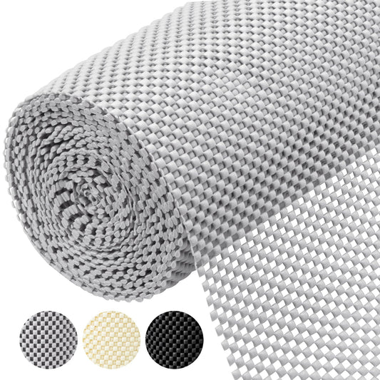 BALEINE Cabinet Liner, Drawer and Shelf Liner for Kitchen Cabinets Non-Adhesive, Non-Slip Protect Desks, Cupboard, Drawers, Shelves, Tableware (12 in x 20 Ft, Gray)