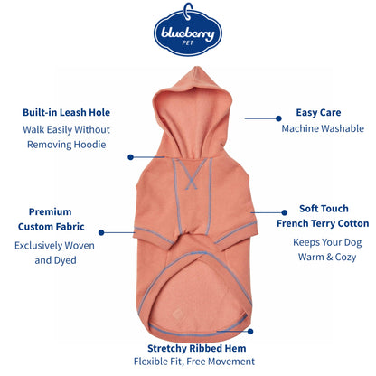 Blueberry Pet Essentials Dog Hoodie – 22 inch, Cotton‑Blend Sweatshirt with Hood, Coral, Machine‑Washable Small‑Dog Jersey