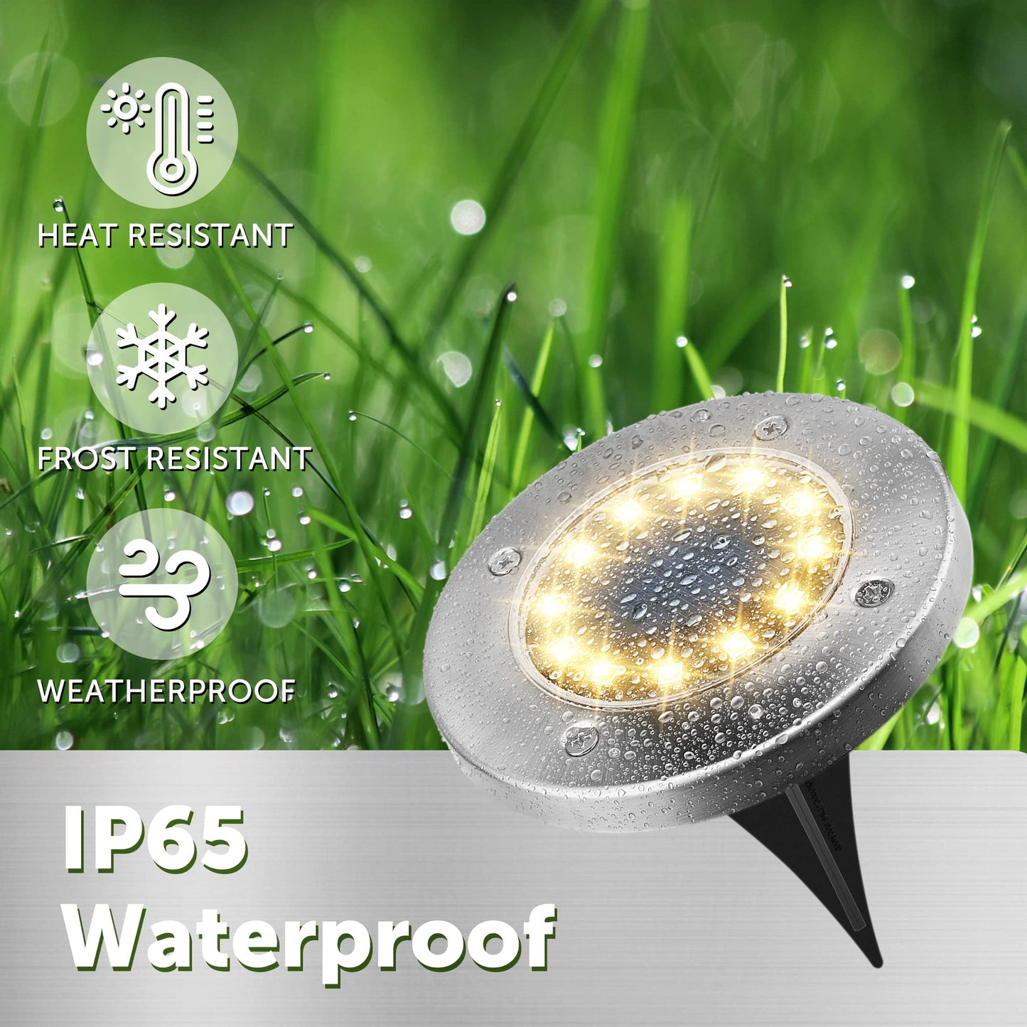 Solpex Solar Lights Outdoor Garden, 12LED Solar Ground Lights, IP65 Waterproof Outdoor Light Powered, Warm White Garden Light for Yard Lawn Patio Pathway (8 Pack)