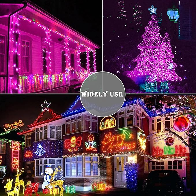 66 ft 200 LED Pink String Lights, Pink Christmas Lights Plug in, Indoor Outdoor Connectable 8 Modes Clear Wire Twinkle Fairy String Lights for Halloween Valentine's Day Wedding Bedroom Party