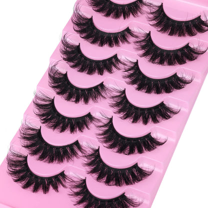 JIMIRE Faux Mink Lashes Fluffy Volume False Eyelashes Pack Dramatic Natural Look Wispy Cat Eye 18MM Fake Lashes 7 Pairs