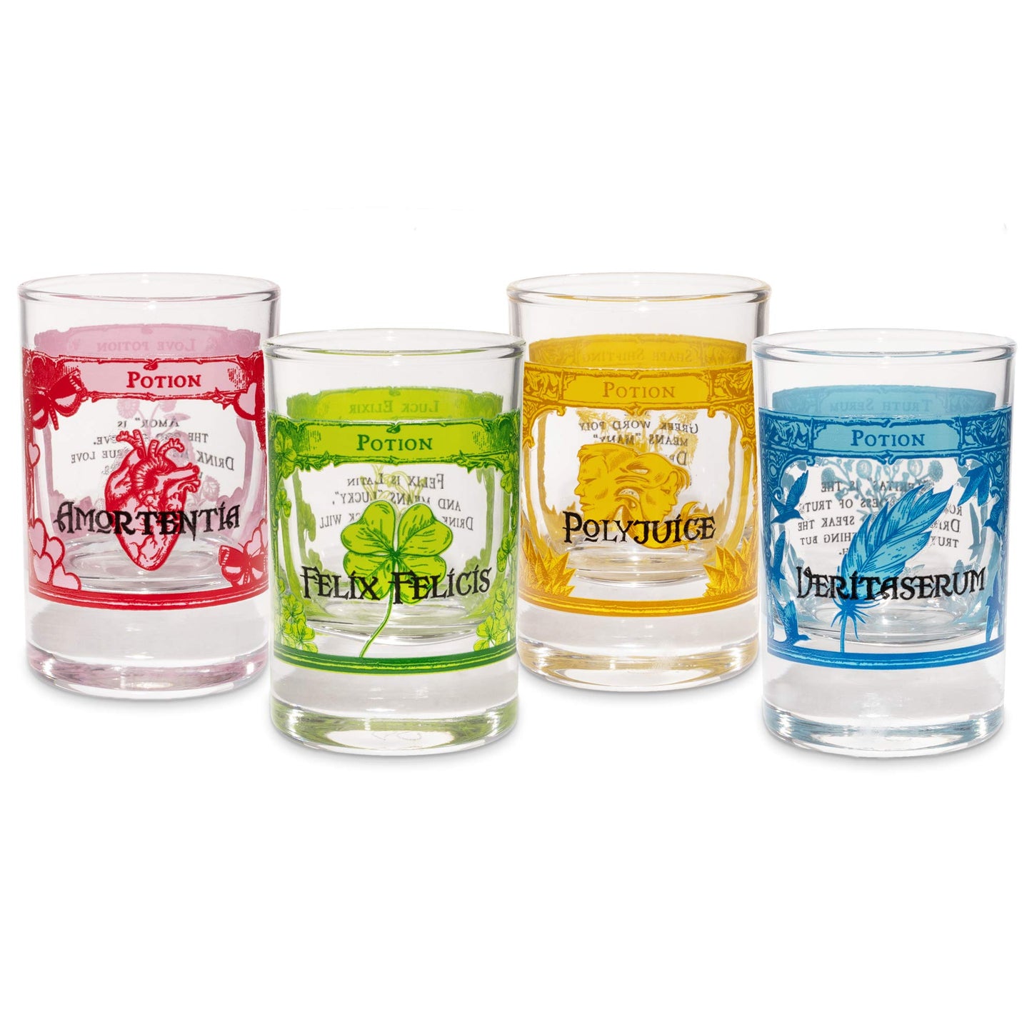 getDigital Magic Potion Shot Glasses Set - 4 Magic Glass Tumblers for Spirits & Liqueurs - 4cl Each, Dishwasher Safe