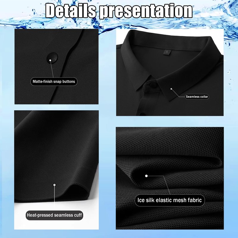 Polo Shirts for Men: Quick Dry Moisture Wicking High Elasticity Convenient Slim Fit Polo Runs Small Black