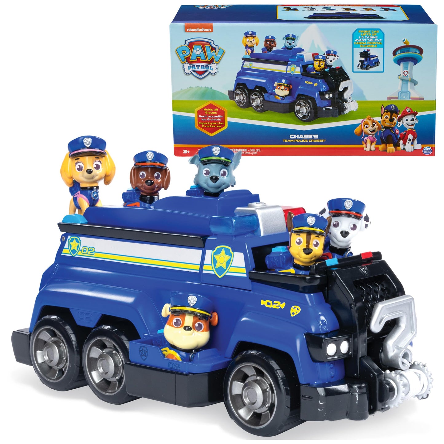 Paw Patrol Team Cruiser, Large Scale Vehicle with Exclusive Chase, Marshall, Skye, Rubble, Rocky & Zuma Action Figures, Toys for Boys & Girls Ages 3+