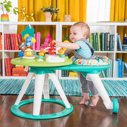 Bright Starts, Around We Go 2-in-1 Walk-Around Activity Centre and Play Table - Tropic Cool, Walker with Music, Lights and Interactive Toys, Removable Seat, Ages 6 Months Plus