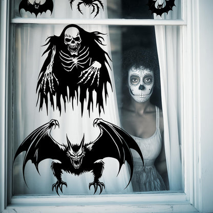 5 Sheets 37 Pcs Giant Spooky Halloween Window Clings Scary Monster Window Decal Stickers for Halloween Decoration Supply