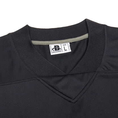 DEHANER American Blank Football Jersey Replica Mesh Halloween T-Shirts V-Neck Fashion Sports Pullover Red/Yellow Stripe-Black Jersey Size 2X-Large