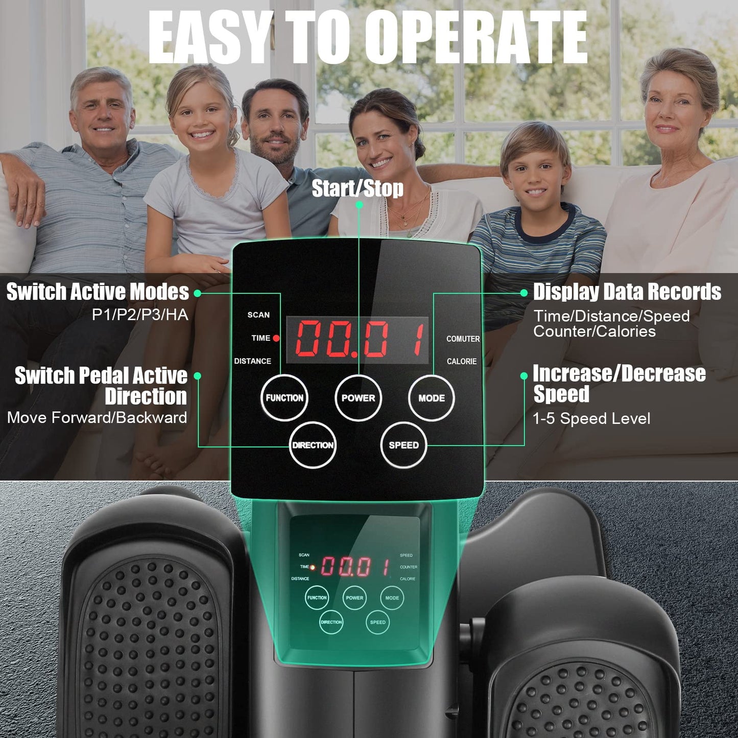 ANCHEER Under Desk Elliptical, Electric Ellipse Leg Exerciser While Sitting for Seniors Adults, Quiet Portable Motorized Seated Foot Pedal Exerciser with Remote Control for Home Office Use