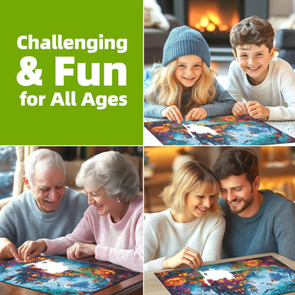 Halloween Jigsaw Puzzle 1000 Pieces for Adults - Haunted House Scene with Jack-o'-Lanterns, Ghosts & Bats - Spooky Night Sky Puzzle - Challenging 1000-Piece Jigsaw for Adults & Teens