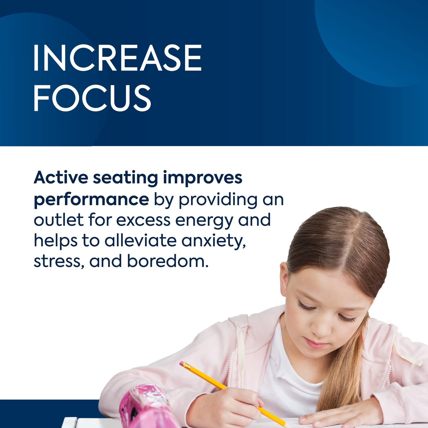 Bouncyband Large Balance Ball, Dark Blue – Create Flexible Seating to Improve Focus in The School, Office, or Home with This No-Roll Weighted Ball – 25.5” (65cm) for People Over 5’6 Tall