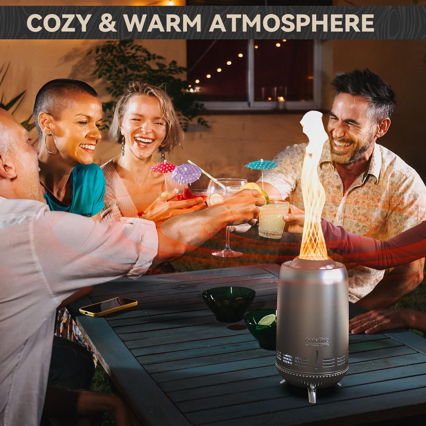 ONLYFIRE OUTDOOR LIVING 12" Tabletop Fireplace with Carrying Bag, Portable Fire Pit for Camping RV Tailgating Patio Backyard Bonfire, Smokeless Camp Stove, Stainless Steel, #FP054 Silver