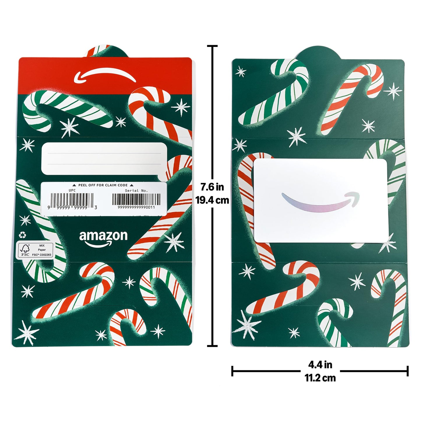 Amazon Physical Gift Card in Mini Envelope - Candy Canes | Christmas
