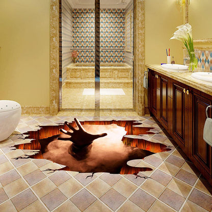 Scary Halloween Floor Decals 3D Ghost Hand Scratching Floor Wall Srtickers for Living Room, Spooky Indoor Art Decals Halloween Decorations for Bar Pub Bedroom