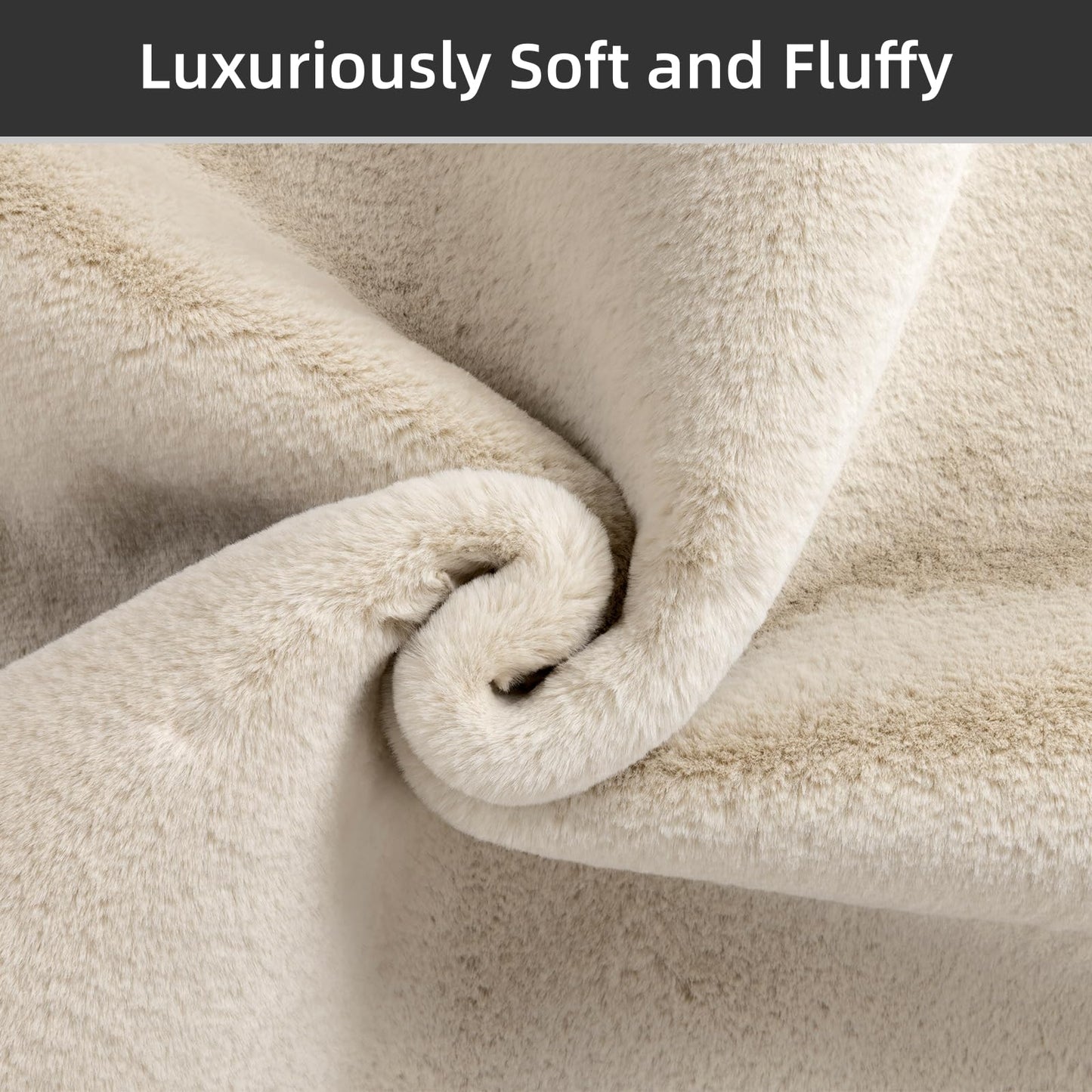 SHACOS Ultra Soft Faux Rabbit Fur Area Rug 3'x5', Non Slip Washable Padded Living Room Rugs, Fluffy Cozy Indoor Modern Carpet for Bedroom Dining Room Kids Room Dorm Home Decor, Beige