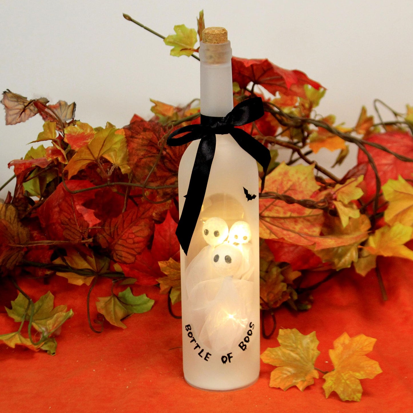 Bottle of Boos Ghosts Light Up LED 13 Inch Wine Bottle Halloween Tabletop Figurine