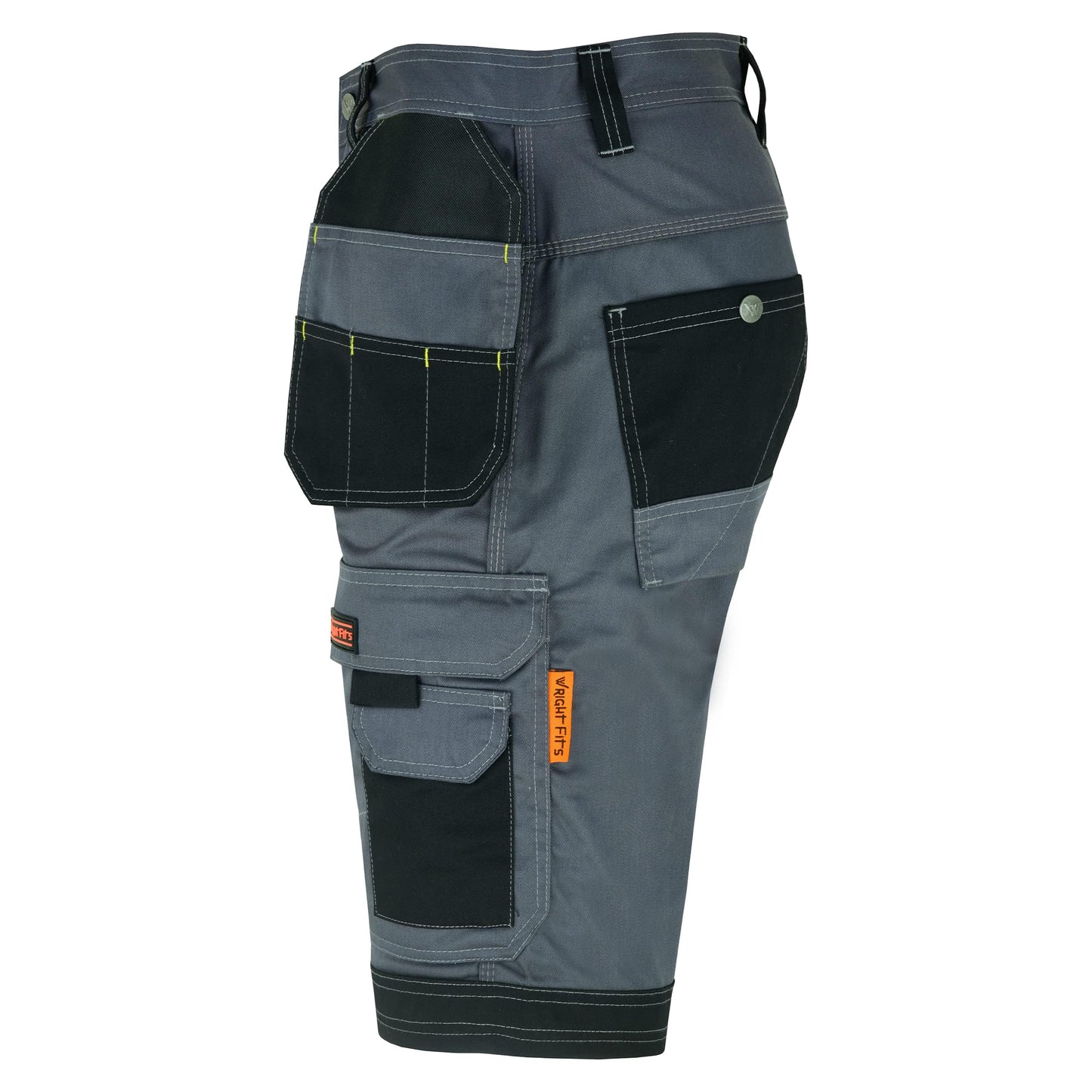 WrightFits Men Holster Work Shorts - Heavy Duty Safety Combat Cargo Summer Shorts - Multi Pockets - Triple Stitched - Durable Workwear Grey 32 W