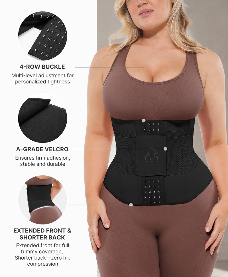 SHAPELLX Workout Waist Trainer Waist Trimmer for Lower Belly Waist Cincher Body Shaper Tummy Control Girdle(Black,XXL)