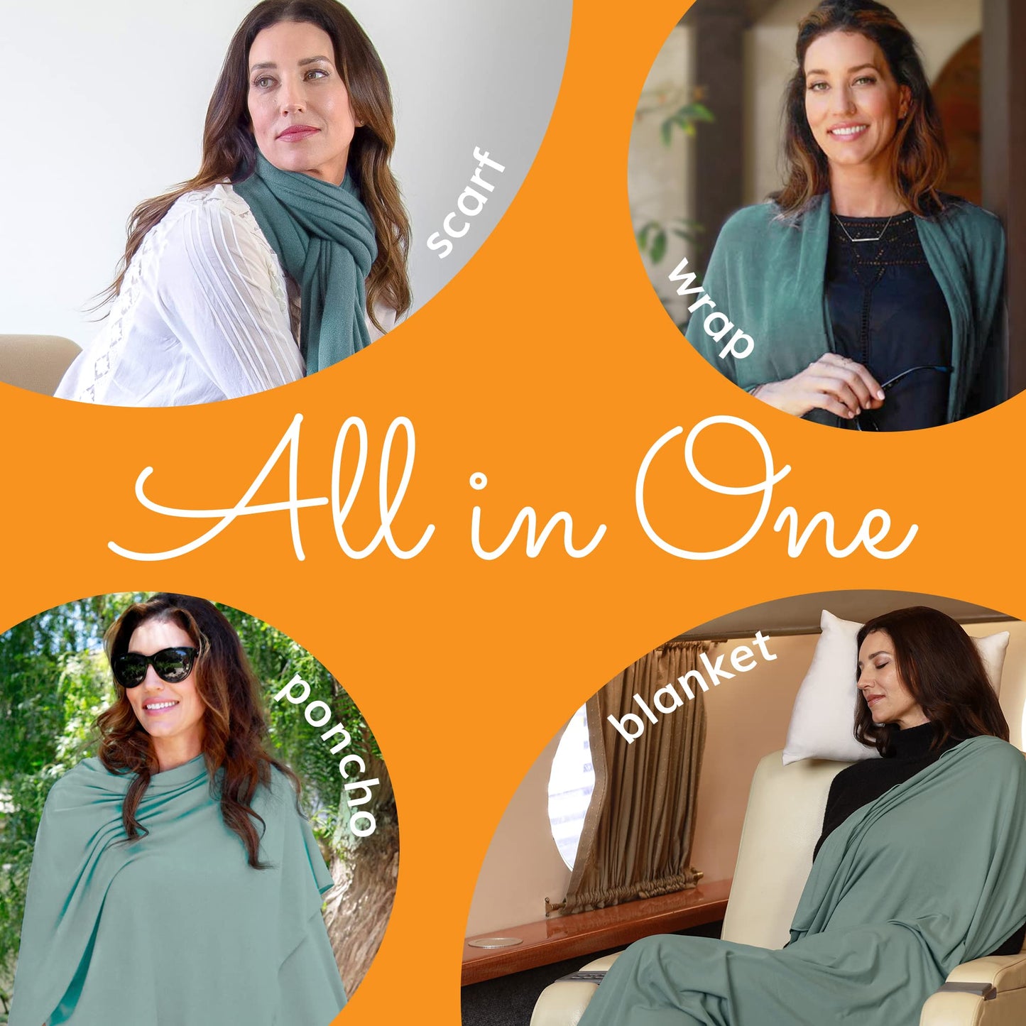 HappyLuxe Travel Wrap and Blanket, Comfort Accessories for Women, Eco Friendly (Sage Green)