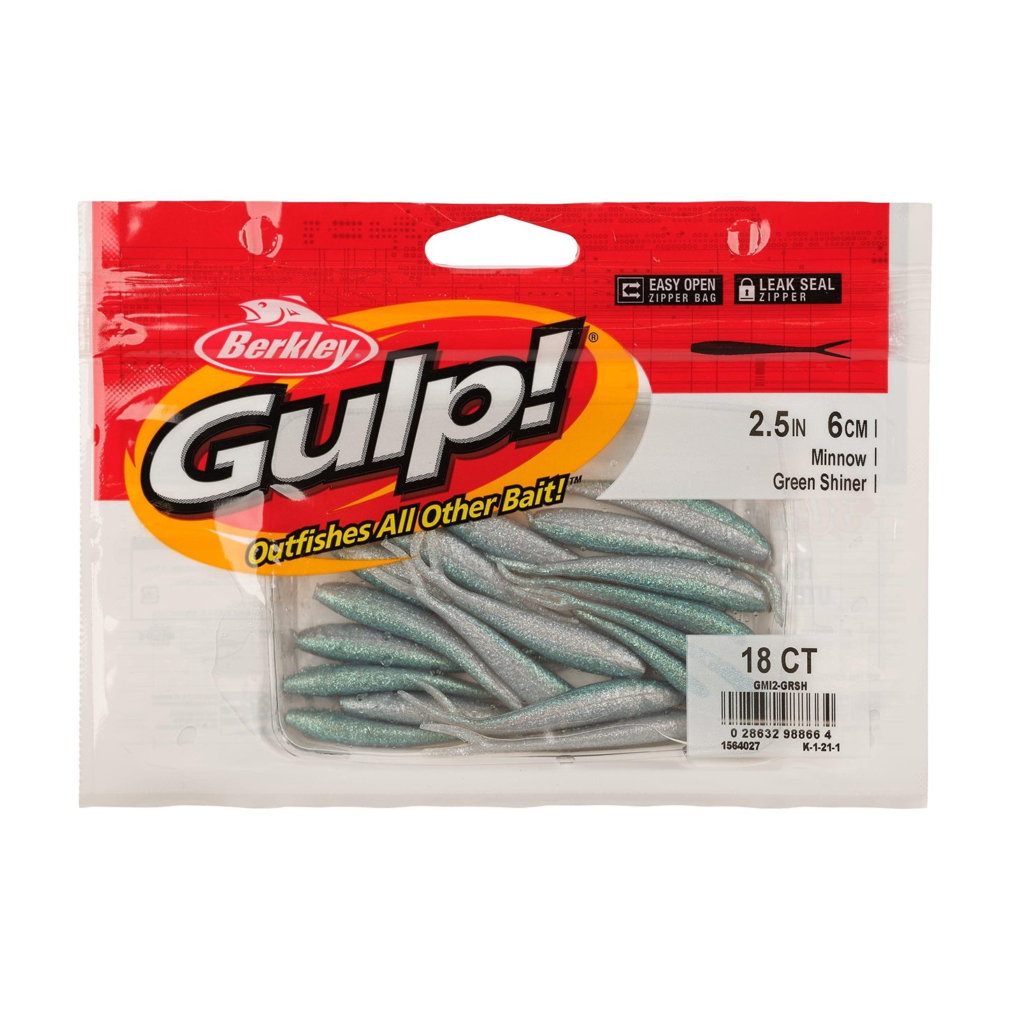 Berkley Gulp! Minnow Fishing Soft Bait, Green Shiner, 2 1/2"