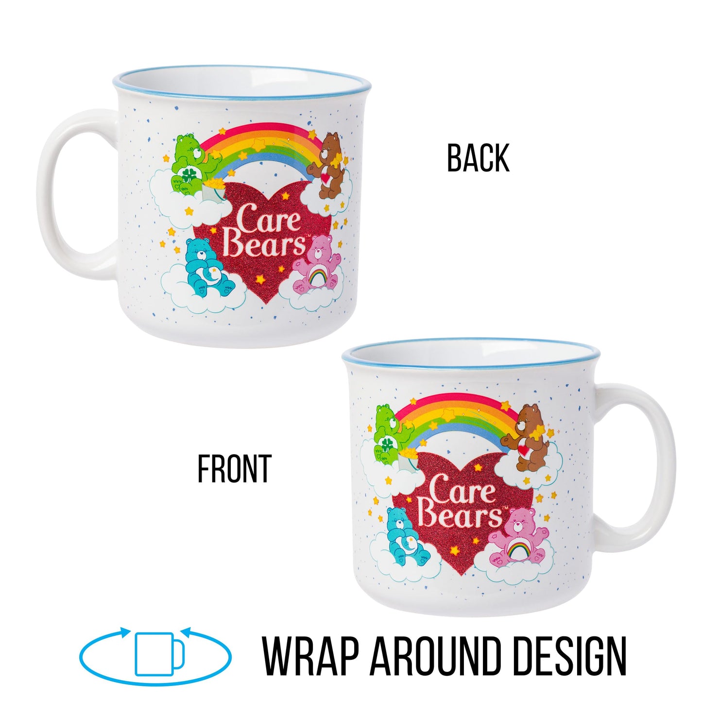 Silver Buffalo Care Bears Rainbow Heart Logo 20oz Ceramic Camper Mug