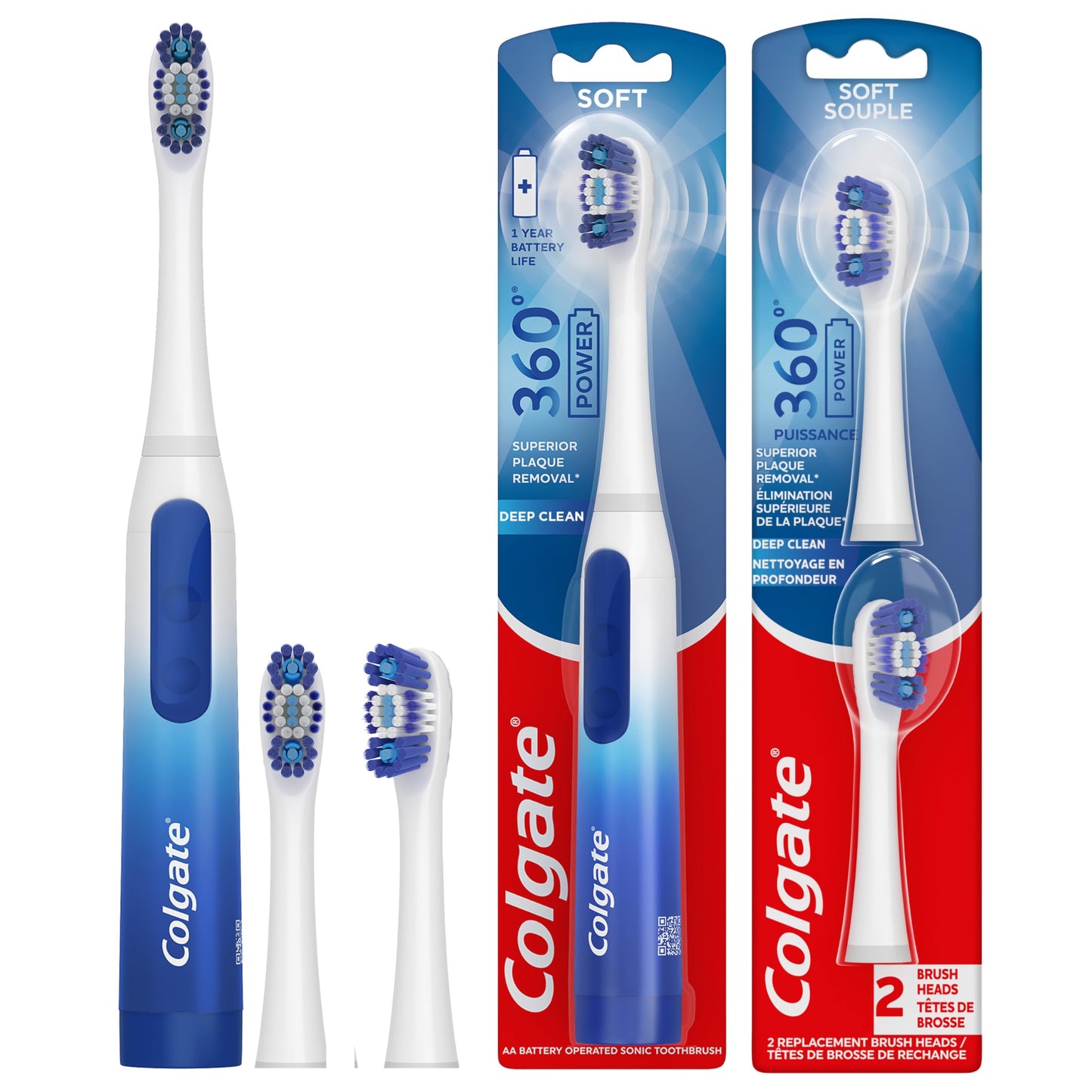 Colgate 360 Floss Tip Sonic Powered Battery Toothbrush Refill Pack - 2ct