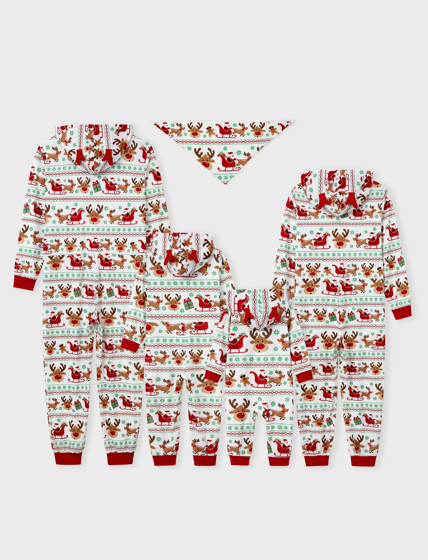 PATPAT Family Xmas Pajamas Matching Sets:His and Hers Pajamas Red Santa Reindeer Onesie - Sleepwear Pyjamas Loungwear for Adults Pets L