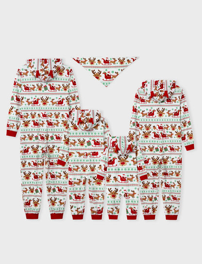 PATPAT Family Xmas Pajamas Matching Sets:His and Hers Pajamas Red Santa Reindeer Onesie - Sleepwear Pyjamas Loungwear for Adults Pets L