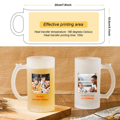 Mifoci 6 Pcs Sublimation Blank Beer Mugs Personalized Tazas Para Present 16 oz Frosted Beer Glass Cups Can Add Photo Text or Images on Gift for Husband Dad Men Christmas Wedding Oktoberfest