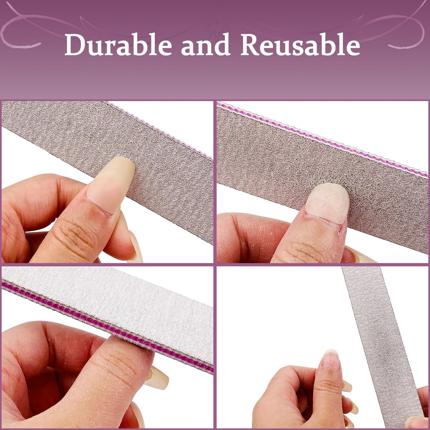 HeeYaa Nail File 12 PCS Professional Reusable 100/180 Grit Double Sides Washable Nail File Manicure Tools for Poly Nail Extension Gel and Acrylic Nails Tools Suit for Home Salon