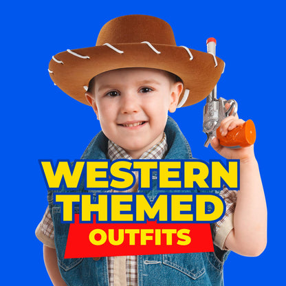 Brown Felt Kids Cowboy Hat - (pack Of 2) Western-themed Children's Cosplay Costume Accessory Prop For Party Favor Supplies, Toddler Cowboy Hat For Playing Dress-up Costume For Young Boys And Girls