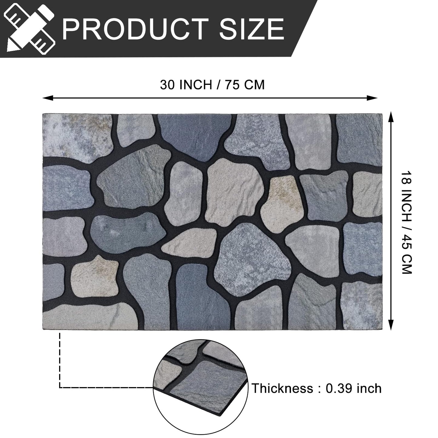 CHICHIC Welcome Door Mat 18X 30 Inch Front Doormat Outdoors for Home Entrance Outdoors Mat for Outside Entry Way Doormat Entry Rugs, Heavy Duty Non Slip Rubber Back Low Profile, Stone