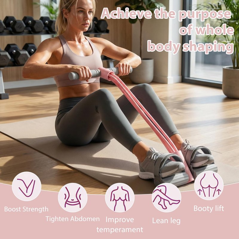 Upgraded Adjustable Ankle Strap Resistance Band with Handle,0.4-inch Diameter Each Thick TPE Tube 40-45lbs,Suitable for All Weights & Foot Sizes, Full-Body Workout (Pink)