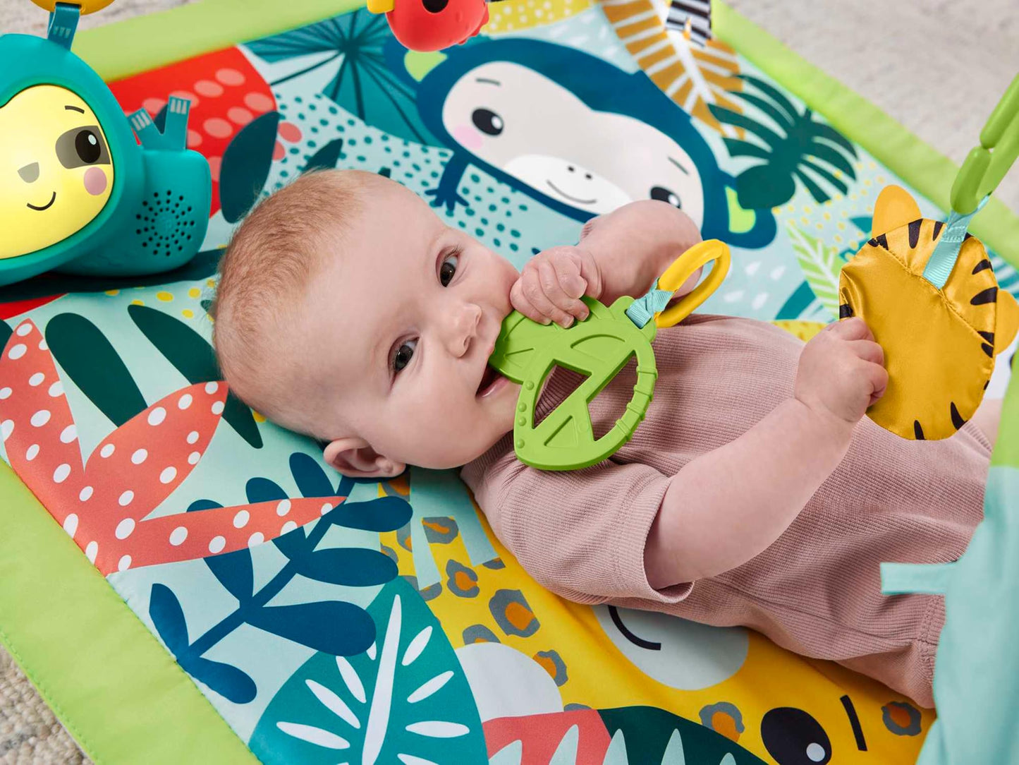 Fisher-Price 3-In-1 Rainforest Sensory Gym & Baby Play Mat | Baby Play Gym Mat for Newborn to Toddler with Light Up Musical Sloth, Toys and Comfy Jungle Gym Playmat Toys | Playmats & Floor Gyms, HJW08