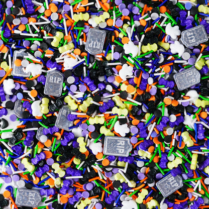 Edible Halloween Sprinkles for Cake Decorations 4.2oz Tombstone Sprinkles for Cupcake Topper, Ghosts Bat Cupcake Toppers Ice Cream, Candy, Cookie Perfect for Dessert Decoration