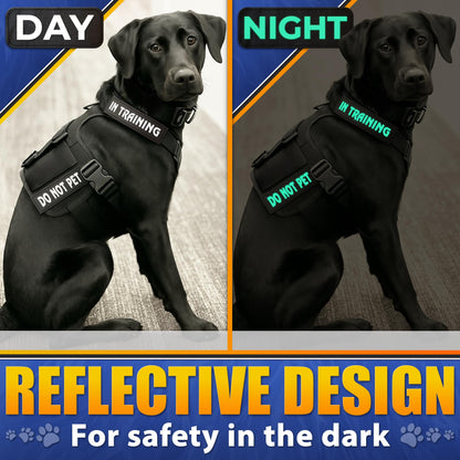 6Pcs Service Dog Patches 6.2x1.9'' - Reflective Do Not Pet Patch & In Training Service Dog Patch Set with Variable Text, Secure Attachment with Hook & Loop Fasteners, Security & Therapy Animal Patches