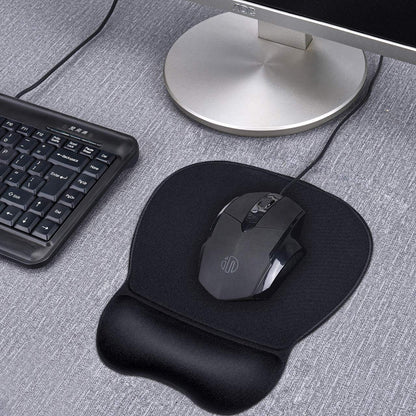 JIKIOU Ergonomic Mouse Pad with Gel Wrist Support, Comfortable Mousepad with Smooth Wrist Rest Surface and Non-Slip PU Base for Pain Relief Computer Laptop Office Home Black, 9.2 x 8.1 in