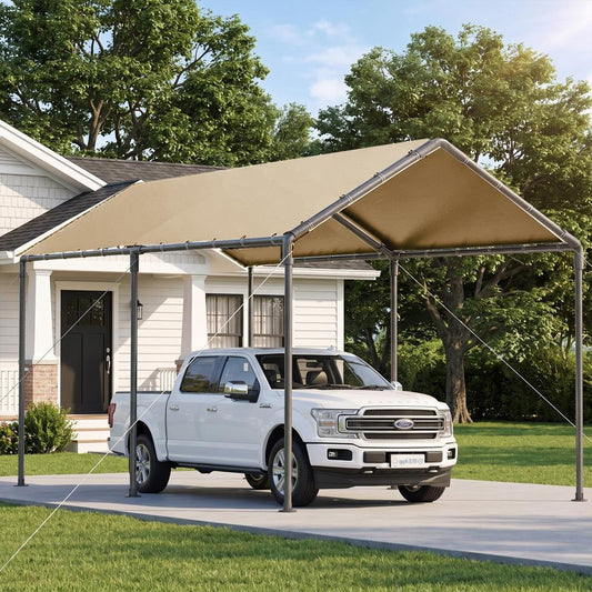 Outdoor Heavy Duty Carport 10'x20' Storage Shed Portable Garage Boat Shelter Party Tent Waterproof & UV Galvanized Protected Tarp