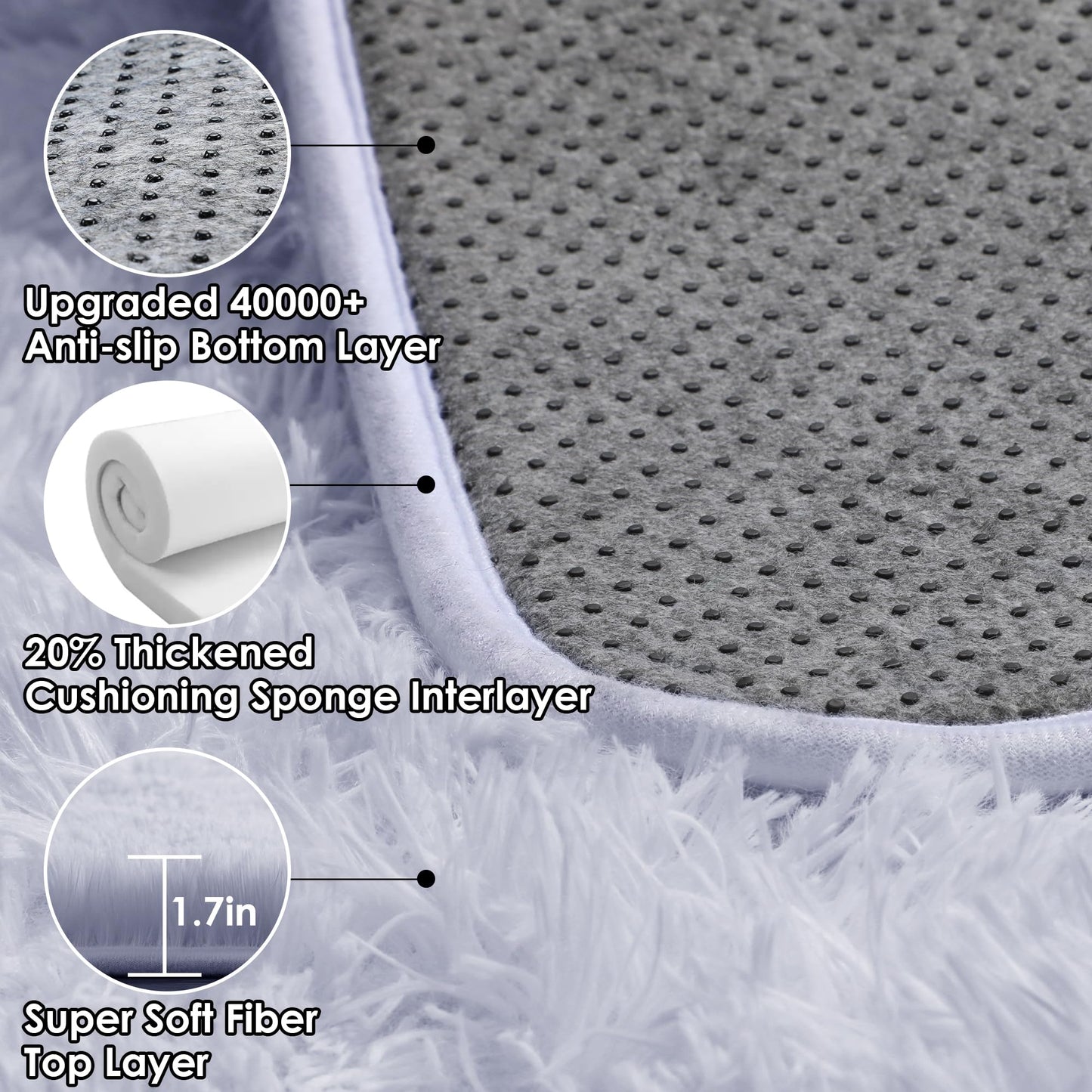 ONASAR White Runner Rugs for Bedroom Living Room, Luxury Bedside Fluffy Area Rug 2x6 Feet, Ultra Soft Plush Faux Fur Floor Throw Carpet for Hallway Nursery Kids Dorm Home Decor Aesthetic