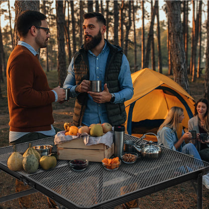 E EASTSTORM Square Folding Table, Easy for Storage, Compact and Portable Picnic Table for Grill, Outdoor Camping, Garden, Patio, Dining, BBQ, Party, Market and Card Table, 27.2 L×27.2W inches