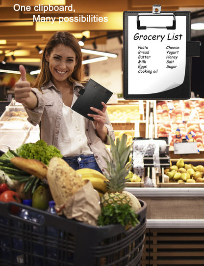 Dyowe Mini Clipboards 4"x6", Small Clipboards with Pen Holder, Faux Leather Memo Pocket Clipboard for Receipts & Small Notepads, Perfect for Teachers Kids Nurses Police Golfers Drivers(Black)