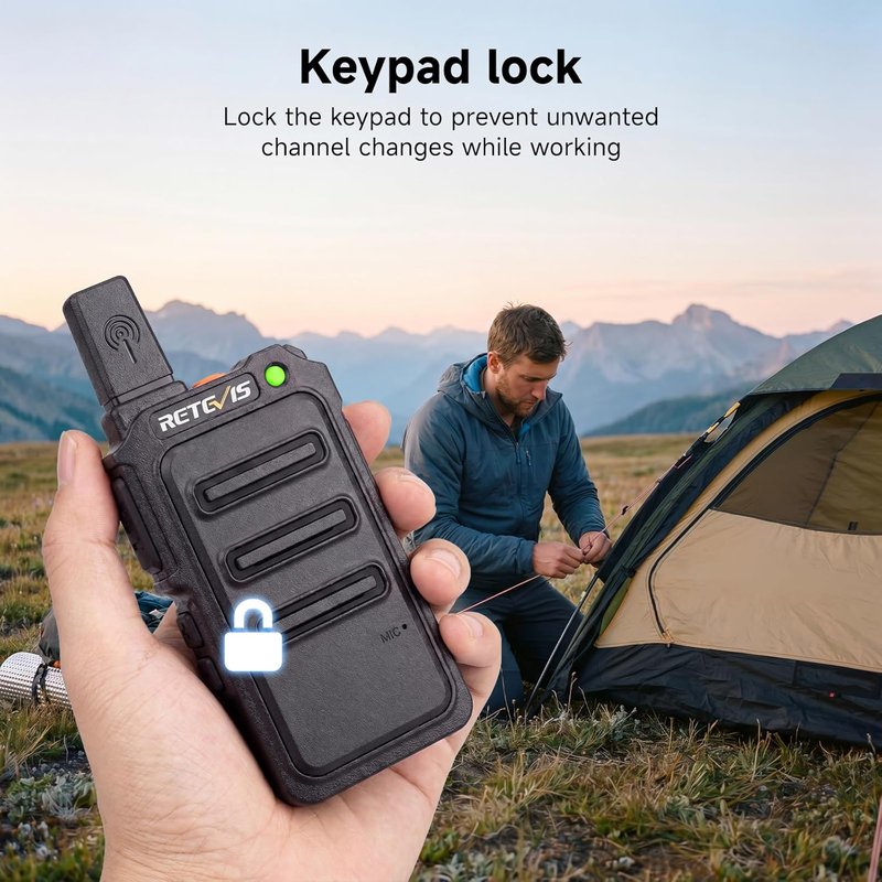 Retevis RT19 Walkie Talkie - Long Range 2 Way Radio with Earpiece & Mic | Compact Mini Design for Outdoor Use (4 Pack)