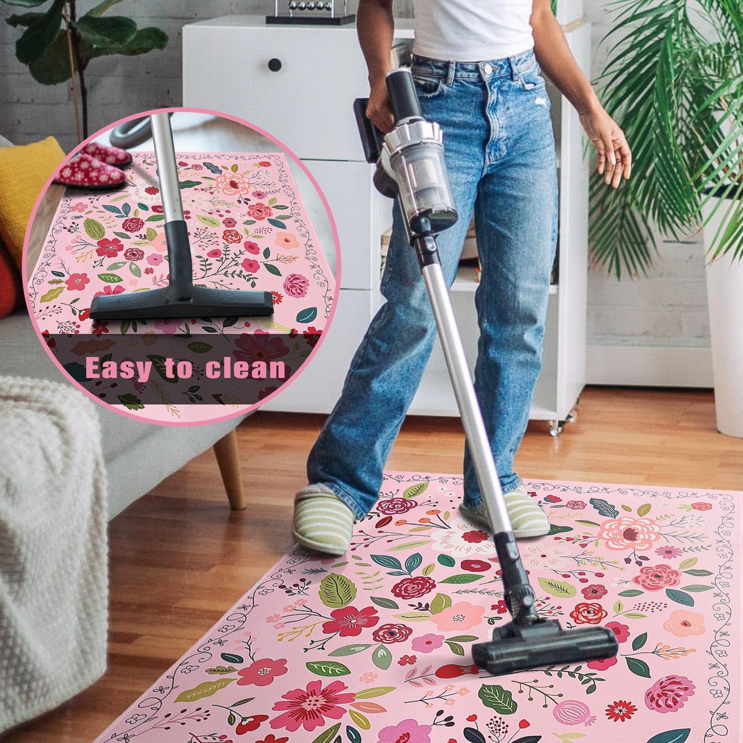 Office Chair Mat for Hardwood Floor 36"X 48" Heavy Duty Desk Chair Rug for Under Gaming Rolling Chairs Computer Decor Protect Mats Low Pile Non-Slip Rubber for Carpet & Tile Floor-Boho Flower