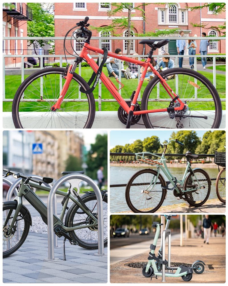 Sportneer Bike Locks Anti Theft- 5 Digit Combination Heavy Duty Keyless Bike Chain Lock Security Resettable Bicycle Lock for Bike, Scooter, Motorcycle, Door, Gate, Fence(4mm Thick Chain)