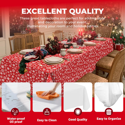 JHDZDHY 6 Pack Christmas Snowflake Tablecloth Disposable Plastic Tablecloth Table Cover for Christmas Party Decoration Supplies 54 x 108 Inches (Snowflake)